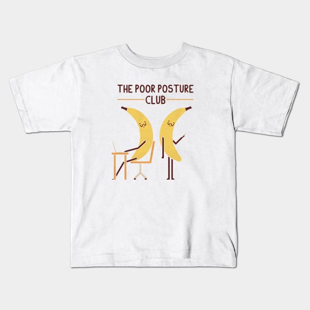 Poor Posture Clube Kids T-Shirt by HandsOffMyDinosaur